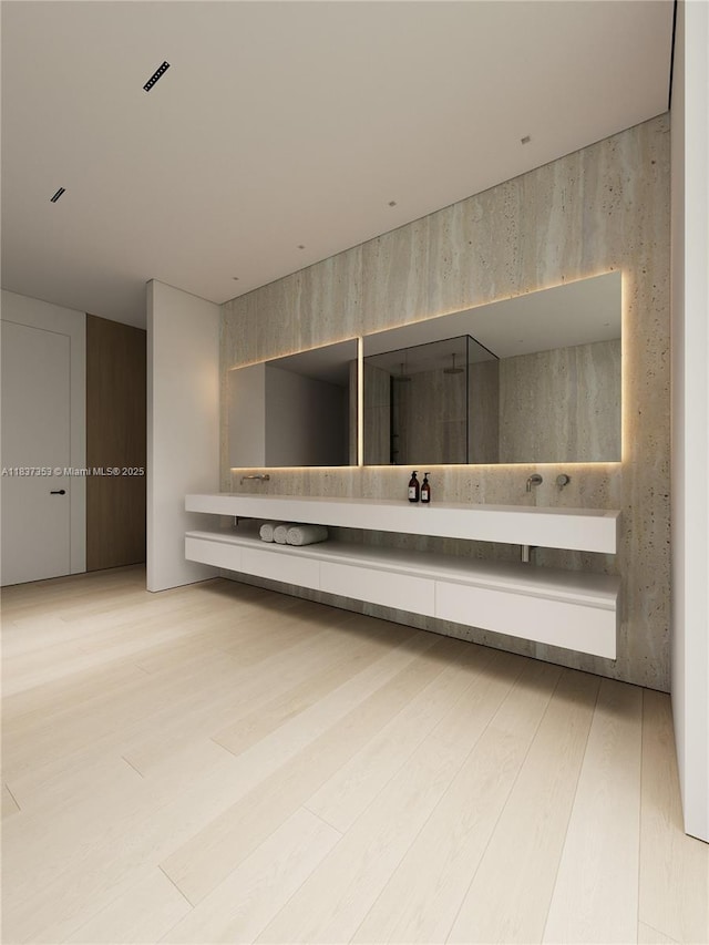 1661 Onaway Dr, Miami, FL 33133 - full bath featuring double vanity and wood finished floors
