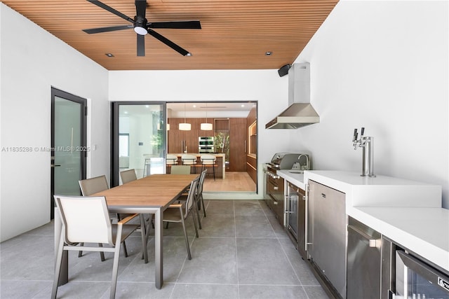 260 NW 47th St, Miami, FL 33127 - view of patio / terrace featuring area for grilling, ceiling fan, and outdoor dining area