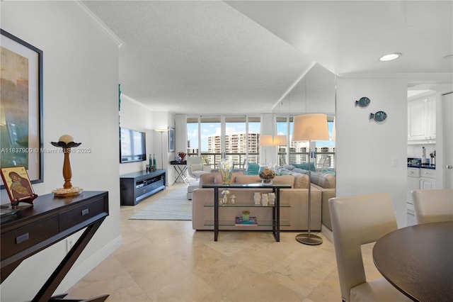 21055 Yacht Club Dr Unit 1504, Aventura, FL 33180 - living room featuring crown molding and baseboards