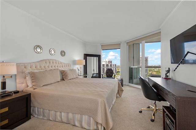 21055 Yacht Club Dr Unit 1504, Aventura, FL 33180 - bedroom featuring crown molding, light carpet, and a desk