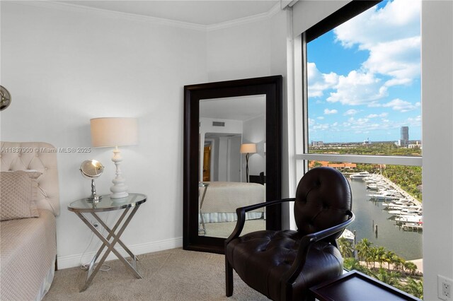 21055 Yacht Club Dr Unit 1504, Aventura, FL 33180 - living area with carpet floors and ornamental molding