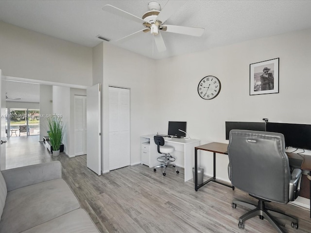 4024 Summer Chase Ct, Lake Worth, FL 33467 - office area with ceiling fan and wood finished floors