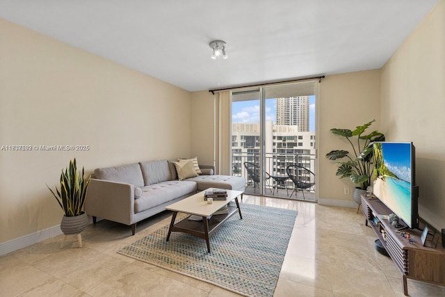 770 Claughton Island Dr Unit Ph21, Miami, FL 33131 - living area featuring light tile patterned floors and expansive windows
