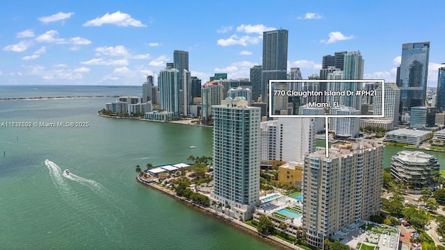770 Claughton Island Dr Unit Ph21, Miami, FL 33131 - aerial view of a nearby body of water and city skyline