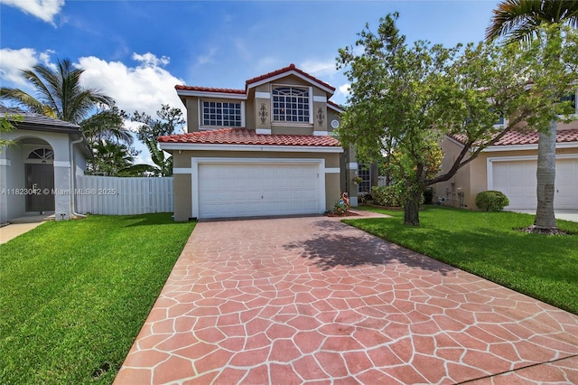 18205 NW 21st St, Pembroke Pines, FL 33029 - mediterranean / spanish-style house with stucco siding, driveway, a garage, and a tiled roof