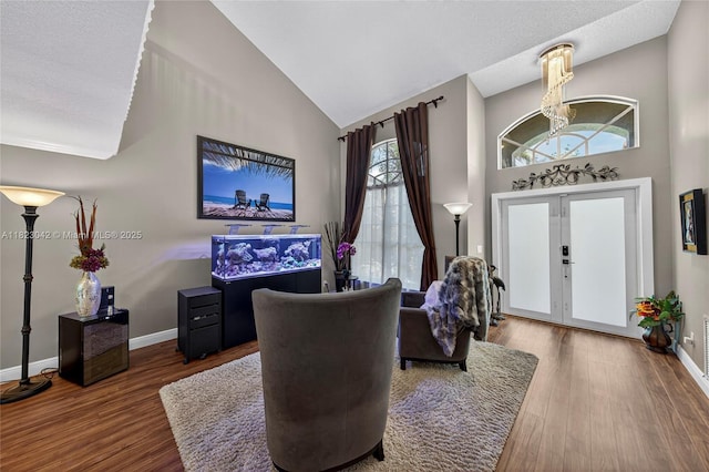 18205 NW 21st St, Pembroke Pines, FL 33029 - living area with high vaulted ceiling and wood finished floors
