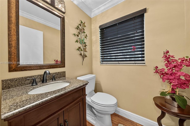 18205 NW 21st St, Pembroke Pines, FL 33029 - half bathroom featuring crown molding, wood finished floors, and vanity