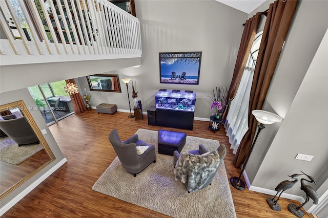 18205 NW 21st St, Pembroke Pines, FL 33029 - living area featuring wood finished floors and a high ceiling