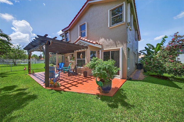 18205 NW 21st St, Pembroke Pines, FL 33029 - back of house with stucco siding, a pergola, a patio, and a tiled roof