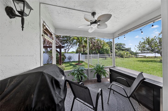 18205 NW 21st St, Pembroke Pines, FL 33029 - sunroom featuring a ceiling fan and healthy amount of natural light