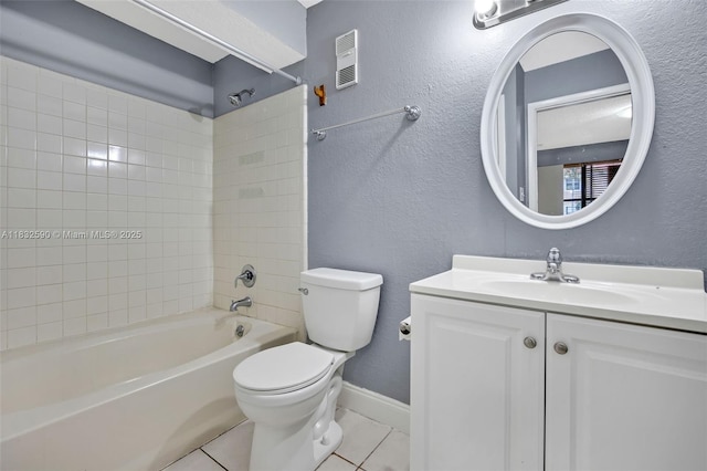 15560 SW 104th Ter Unit 611, Miami, FL 33196 - full bathroom with tile patterned flooring, vanity, washtub / shower combination, and a textured wall