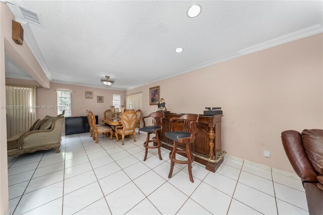3631 SW 127th Ave, Miami, FL 33175 - living room featuring ornamental molding, light tile patterned flooring, and recessed lighting