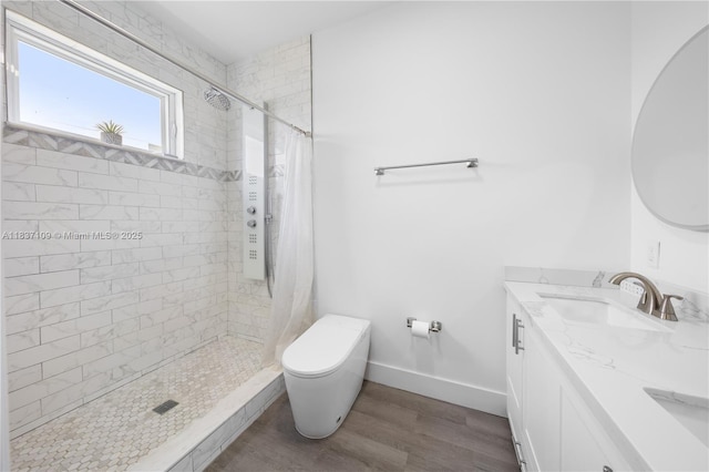 11128NW 17th Ave Unit 1-2, Miami, FL 33167 - bathroom featuring wood finished floors, vanity, and a tile shower