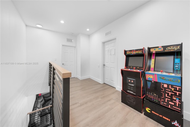 11128NW 17th Ave Unit 1-2, Miami, FL 33167 - game room featuring wood finished floors and recessed lighting