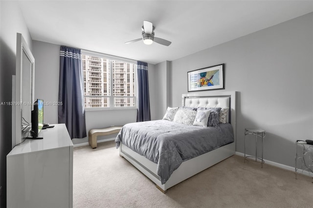 801 Brickell Key Blvd Unit 2006, Miami, FL 33131 - bedroom featuring light carpet and ceiling fan