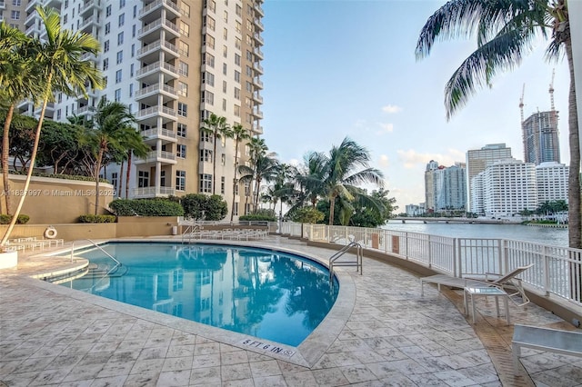 801 Brickell Key Blvd Unit 2006, Miami, FL 33131 - community pool with a water view, a patio, and a city view