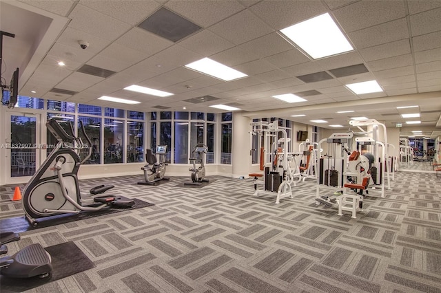 801 Brickell Key Blvd Unit 2006, Miami, FL 33131 - workout area with carpet floors and a paneled ceiling