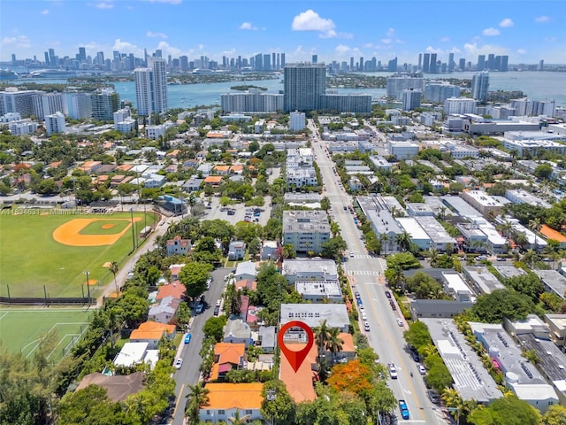 1450 Meridian Ave Unit 202, Miami Beach, FL 33139 - drone / aerial view of skyline and a nearby body of water
