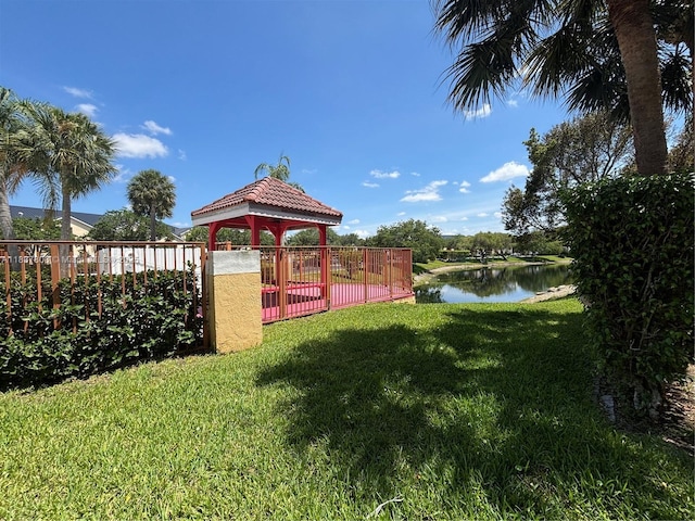 7640 Westwood Dr Unit 406, Tamarac, FL 33321 - view of yard featuring a water view and a gazebo