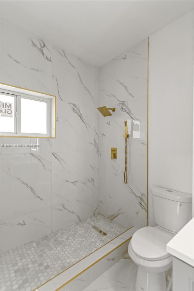 775 NE 145th St, North Miami, FL 33161 - bathroom featuring marble finish floors, vanity, and a marble finish shower