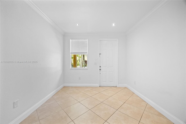 15057 SW 9th Ter, Miami, FL 33194 - empty room with ornamental molding, light tile patterned floors, and recessed lighting