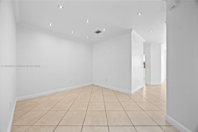15057 SW 9th Ter, Miami, FL 33194 - empty room with ornamental molding, light tile patterned floors, and recessed lighting