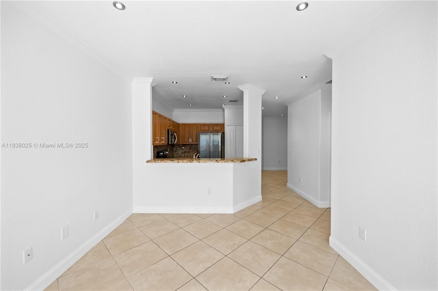 15057 SW 9th Ter, Miami, FL 33194 - unfurnished living room featuring crown molding, light tile patterned floors, and recessed lighting
