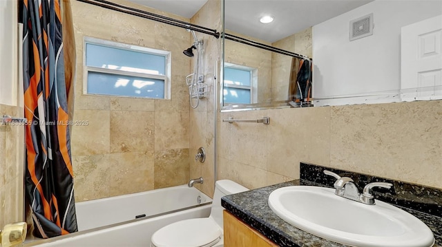 1348 Holly Heights Dr Unit 17, Fort Lauderdale, FL 33304 - bathroom with shower / tub combo with curtain, tile walls, and vanity