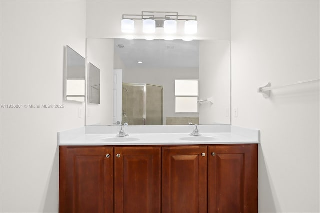 798 Quartz Ter, Palm Beach, FL 33413 - bathroom with double vanity and a stall shower
