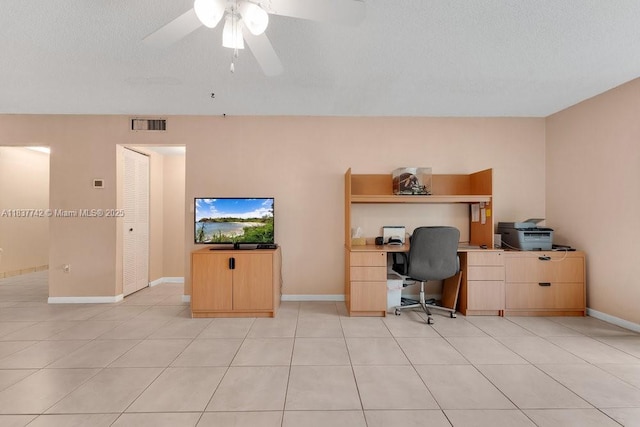 8280 SW 24th St Unit 7105, North Lauderdale, FL 33068 - office space featuring built in desk, ceiling fan, and light tile patterned floors