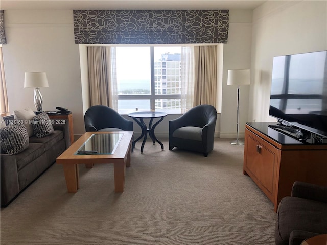 1435 Brickell Ave Unit 3106, Miami, FL 33131 - living room with light carpet and baseboards