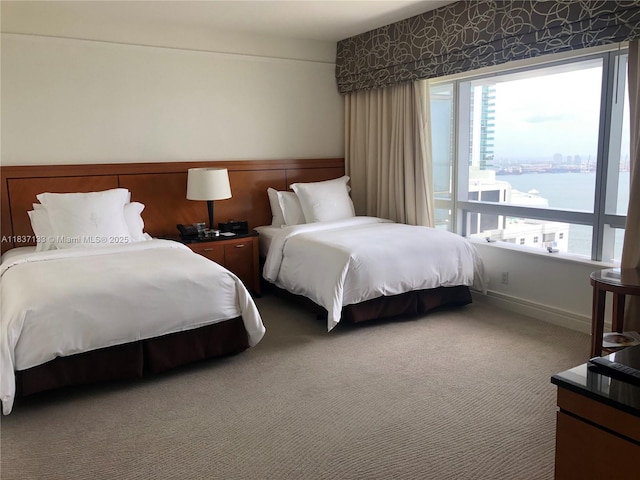 1435 Brickell Ave Unit 3106, Miami, FL 33131 - carpeted bedroom featuring multiple windows and a wainscoted wall