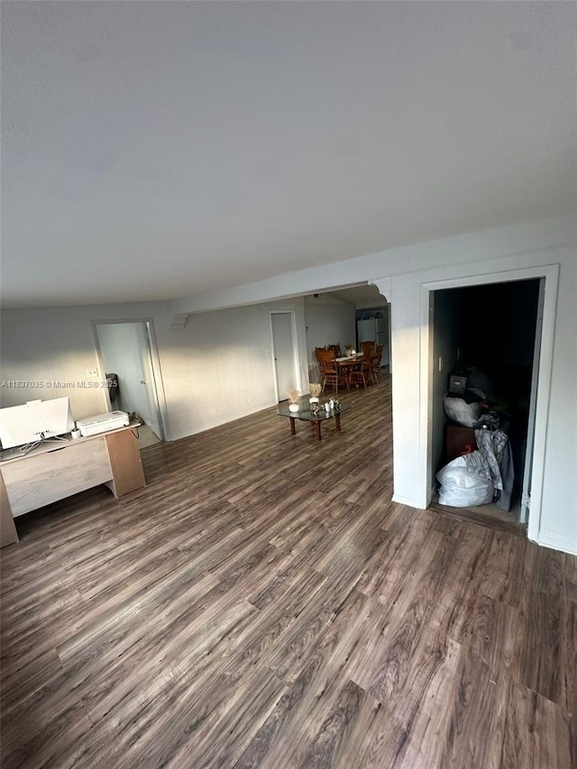 interior space with dark wood finished floors