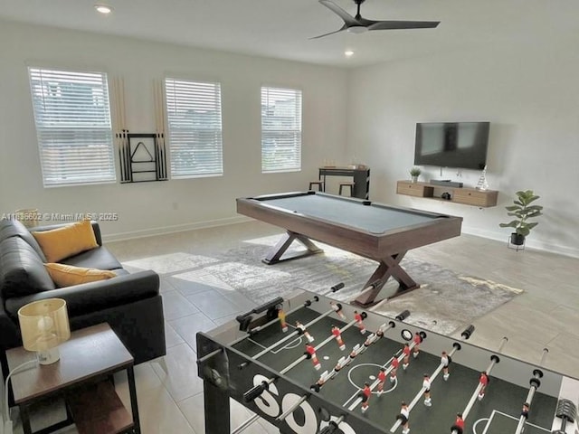 9338 Sommerset Hls, Kissimmee, FL 33896 - game room with a ceiling fan, plenty of natural light, pool table, and recessed lighting