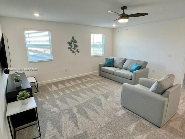 9338 Sommerset Hls, Kissimmee, FL 33896 - living area with carpet floors, ceiling fan, and recessed lighting