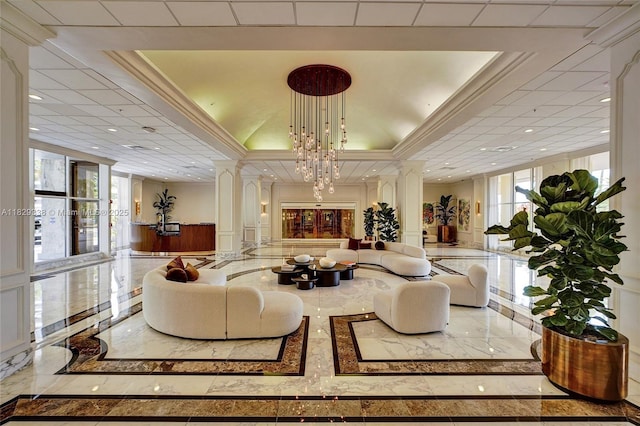 5600 Collins Ave Unit 10L, Miami Beach, FL 33140 - building lobby with ornamental molding and recessed lighting