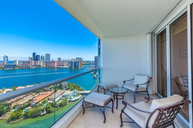 7000 Island Blvd Unit 2504, Aventura, FL 33160 - balcony featuring a skyline view and a water view