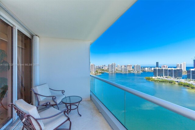7000 Island Blvd Unit 2504, Aventura, FL 33160 - balcony featuring a water view and a city view