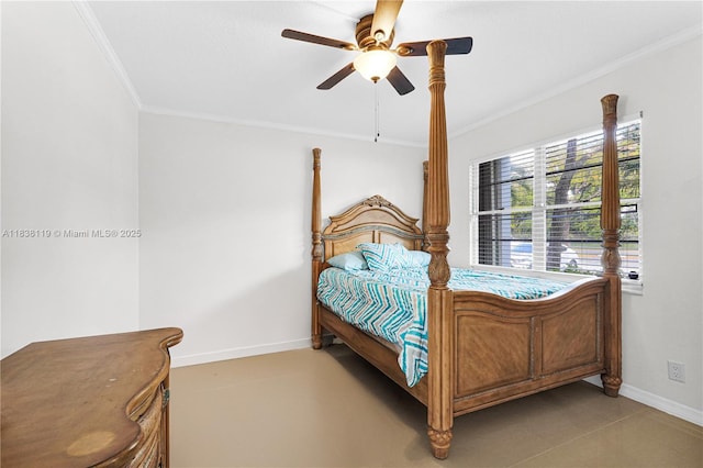 12650 SW 6th St Unit 101K, Pembroke Pines, FL 33027 - bedroom featuring ornamental molding and ceiling fan