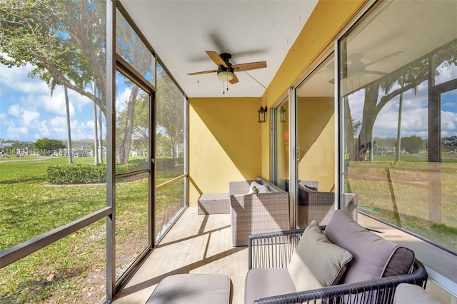 12650 SW 6th St Unit 101K, Pembroke Pines, FL 33027 - sunroom / solarium with a ceiling fan and an outdoor hangout area