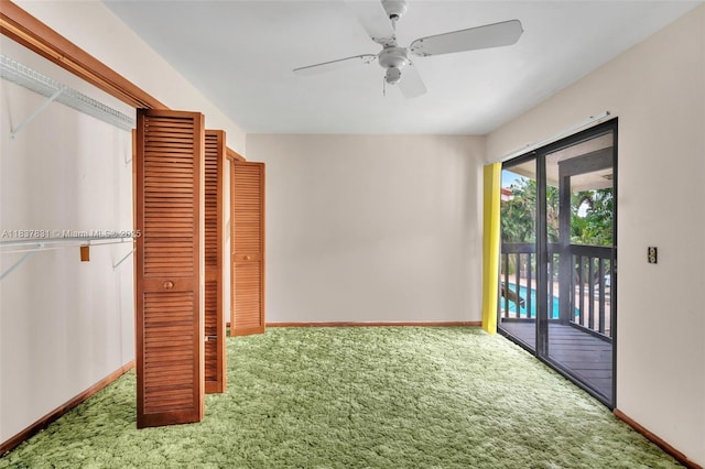 911 Mockingbird Ln, Plantation, FL 33324 - unfurnished bedroom featuring carpet floors, access to outside, and ceiling fan