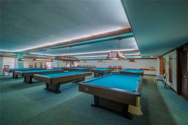 1300 Saint Charles Pl Unit 613, Pembroke Pines, FL 33026 - playroom featuring pool table, a textured ceiling, and carpet floors