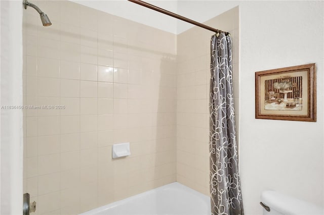 14815 SW 9th Ln, Miami, FL 33194 - bathroom featuring shower / bathtub combination with curtain and toilet
