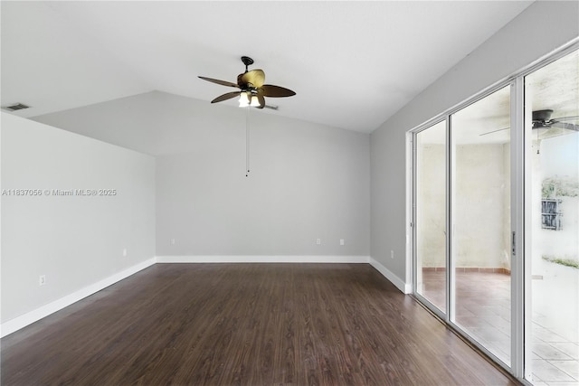 8899 NW 169th Ter, Hialeah, FL 33018 - unfurnished room featuring a ceiling fan, lofted ceiling, and wood finished floors