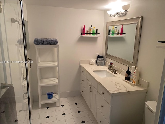 2205 S Cypress Bend Dr Unit 302, Pompano Beach, FL 33069 - bathroom featuring vanity, a shower stall, and tile patterned flooring