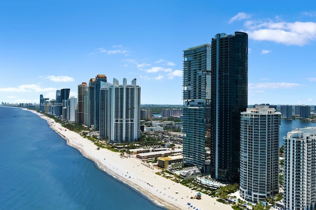 18555 Collins Ave Unit 2003, Sunny Isles Beach, FL 33160 - drone / aerial view of city skyline and expansive beach