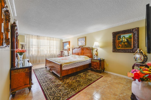2751 S Ocean Dr Unit 1707S, Hollywood, FL 33019 - bedroom featuring a textured ceiling, crown molding, and tile patterned flooring