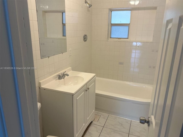 5456 NW 1st Ave, Oakland Park, FL 33309 - bathroom with vanity,  shower combination, and marble finish floors