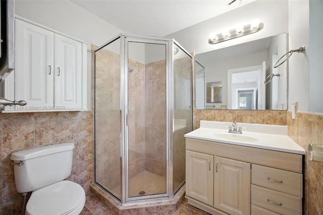 9540 NW 25th St, Sunrise, FL 33322 - bathroom featuring tile walls, vanity, and a stall shower