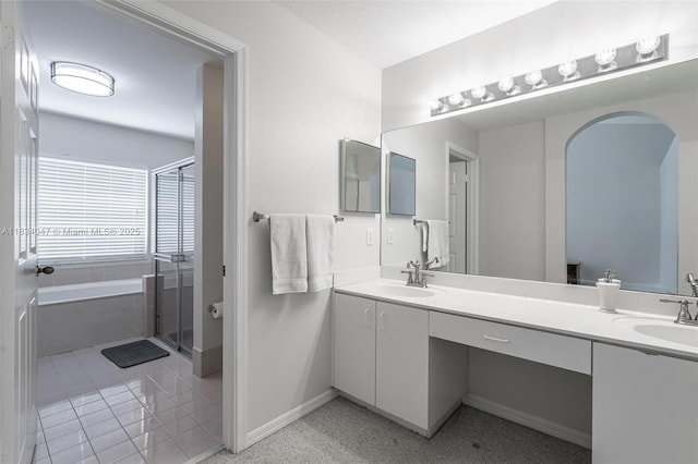 4125 SW 152nd Ave, Miramar, FL 33027 - full bath featuring double vanity, a garden tub, and a stall shower
